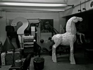 Busy studio and a refined horse