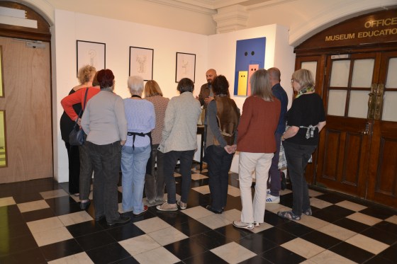 The sculptor talking about ‘drawing’ at the responses to art workshop